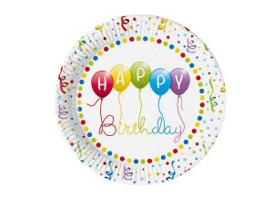 TALERZYKI PAPIER HAPPY BIRTHDAY STREAM 23CM 8SZT 