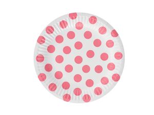 TALERZYKI PAPIER RÓŻOWE GROSZKI 18 CM 6 SZT GODAN