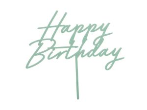 TOPPER AKRYL NA TORT HAPPY BIRTHDAY ZIELEŃ PARTYDE