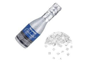 TUBA Z KONFETTI SZAMPAN SREBRNY 20,5CM PARTYDECO