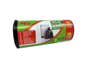 WORKI NA ŚMIECI CZARNE LDPE 35L 15 SZT MOCNE AMIGO