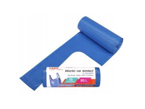 WORKI NA ŚMIECI Z USZAMI 35L/15SZT NIEBIESKIE RAVI