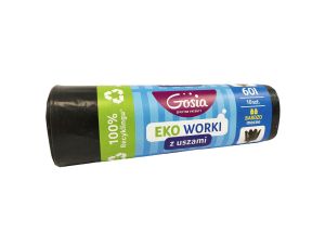 WORKI NA ŚMIECI Z USZAMI 60L 10 SZTUK MOCNE GOSIA