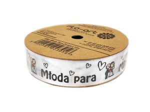 WSTĄŻKA ATŁASOWA MŁODA PARA 25MMX10Y BIAŁA