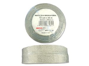WSTĄŻKA BROKATOWA 12MM WB12-2 SREBRNA