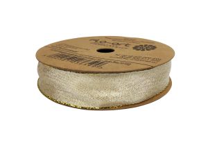 WSTĄŻKA METALICZNA DE LUX 20MMX10Y J.ZŁOTA FLO-ART