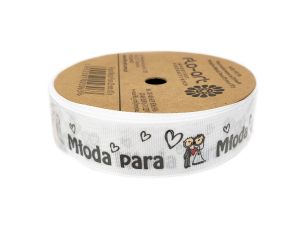 WSTĄŻKA RYPSOWA MŁODA PARA 25MMX10Y BIAŁA