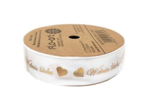 WSTĄŻKA RYPSOWA W DNIU ŚLUBU 25MMX10Y KOL NR 01