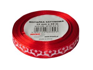 WSTĄŻKA SATYNOWA BN 12MM WSX12 KOLOR 5 CZERWONY