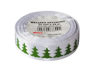 WSTĄŻKA SATYNOWA BN 25MM WSX25  KOLOR 2 BIAŁA 