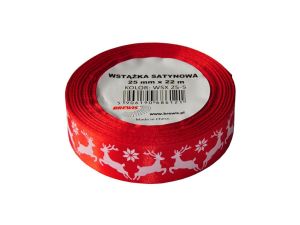 WSTĄŻKA SATYNOWA BN 25MM WSX25  KOLOR 5 CZERWONA 