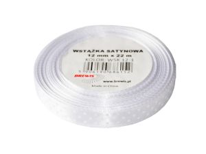 WSTĄŻKA SATYNOWA KROPKI 12 MM KOLOR 1 BIAŁY 