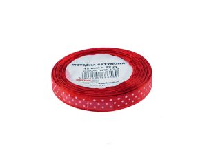 WSTĄŻKA SATYNOWA KROPKI 12 MM KOLOR 33