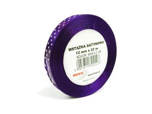 WSTĄŻKA SATYNOWA KROPKI 12 MM KOLOR 34
