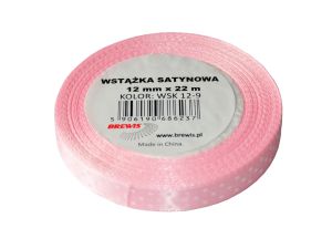 WSTĄŻKA SATYNOWA KROPKI 12 MM KOLOR 9 J.RÓŻ