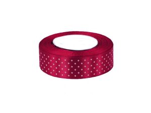 WSTĄŻKA SATYNOWA KROPKI 25MM KOLOR 27 FUKSJA