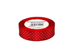 WSTĄŻKA SATYNOWA KROPKI 25MM KOLOR 33 BORDO
