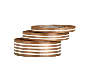 WSTĄŻKA SATYNOWA W LINIE, 25MM/22MB, BRĄZOWA