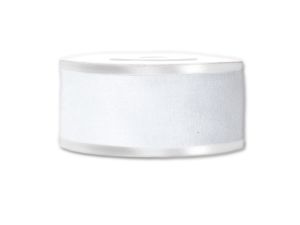 WSTĄŻKA SZYFONOWA Z LAM. 50MM/22MB BIAŁA WSL50-001