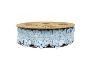 WSTĄŻKA WYCINANA KWIAT 2,5CM X 7Y NIEBIESK FLO-ART