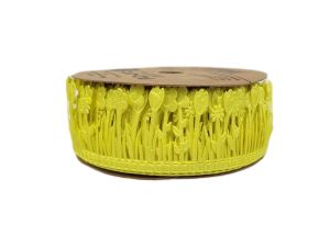 WSTĄŻKA WYCINANA TULIPAN 4CM X 7Y ŻÓŁTA FLO-ART