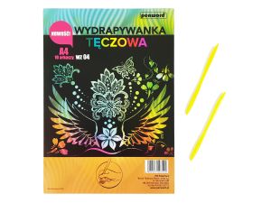 WYDRAPYWANKA TĘCZOWA A4 WZ-04 + 2 RYLCE MULTICOLOR