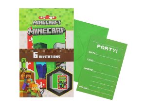 ZAPROSZENIA Z KOPERTAMI MINECRAFT 6SZT GODAN