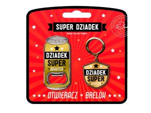 ZESTAW OTWIERACZ + BRELOK DZIADEK SUPER BOHATER